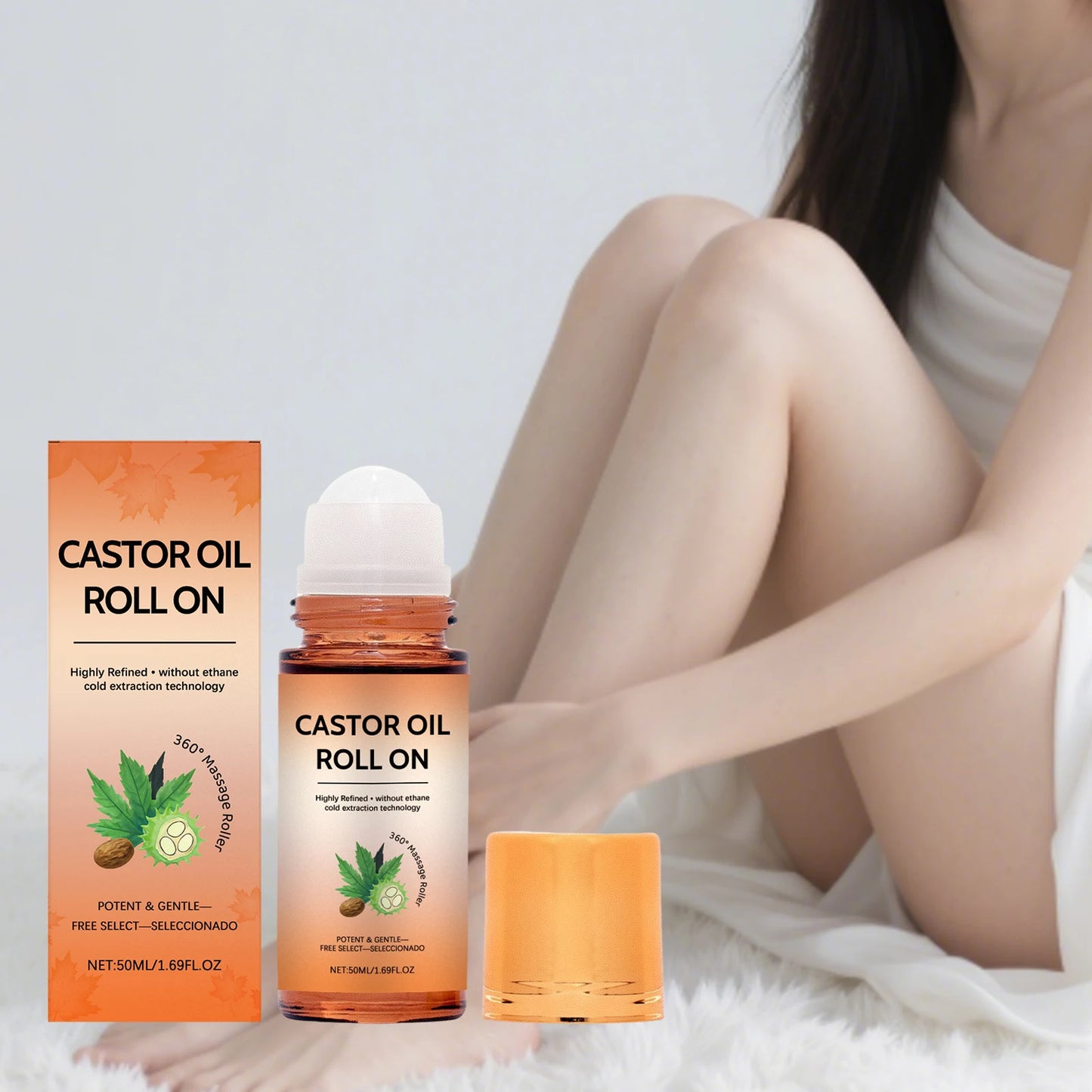 Organic Castor Oil Roll-On with Rose Quartz Roller