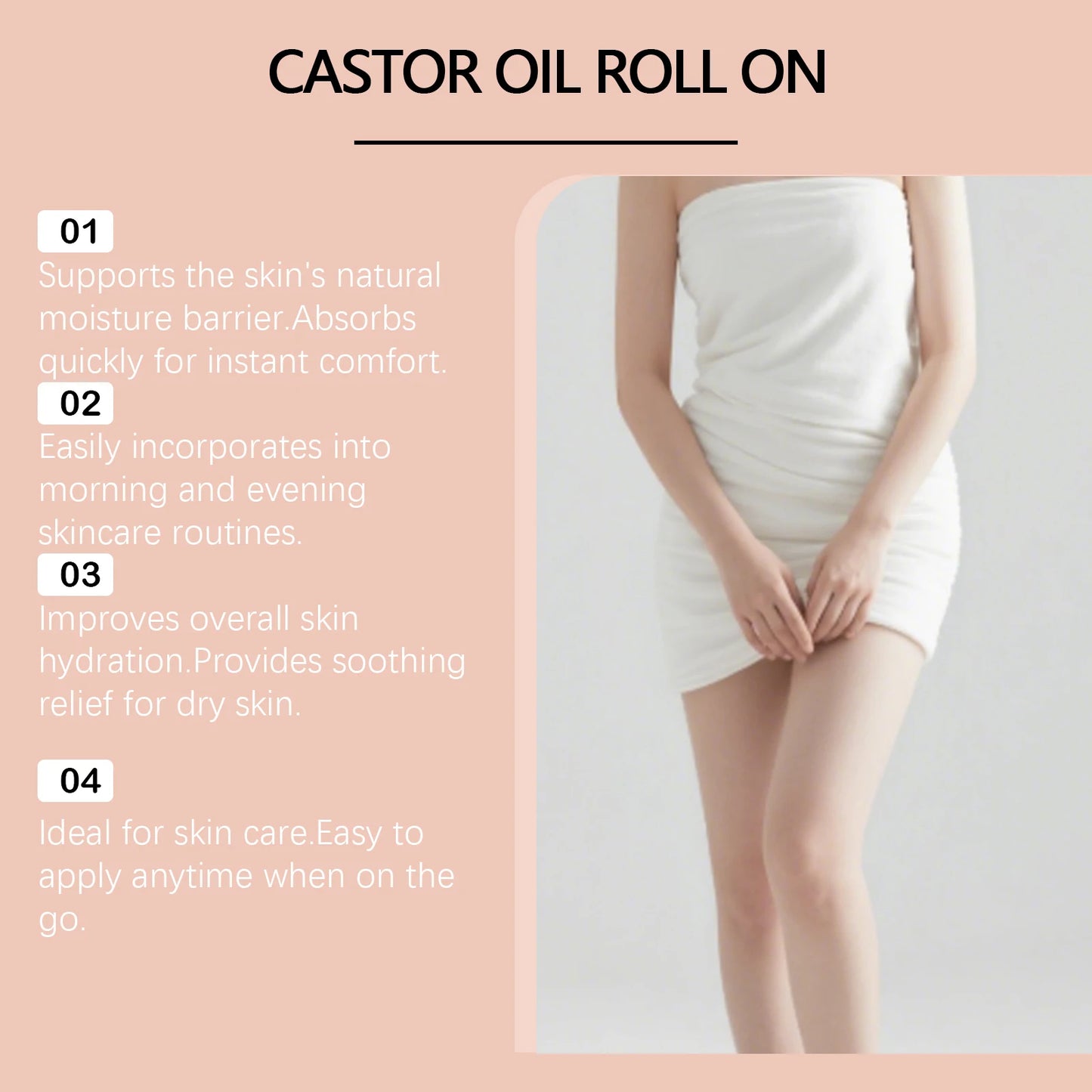 Organic Castor Oil Roll-On with Rose Quartz Roller